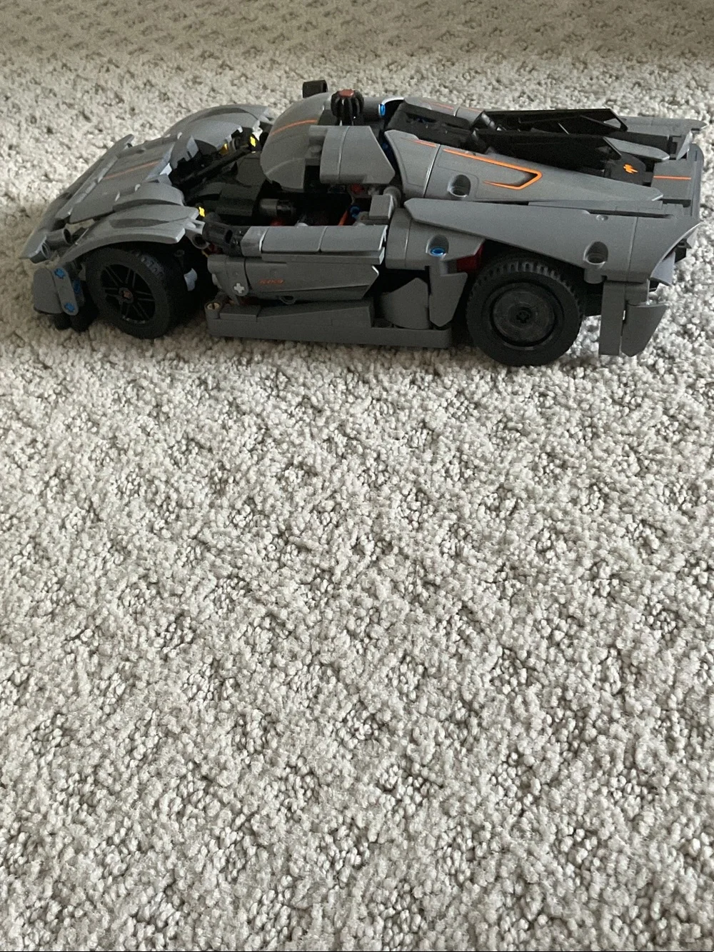 LEGO Technic Gray Sports Car with Orange Accents